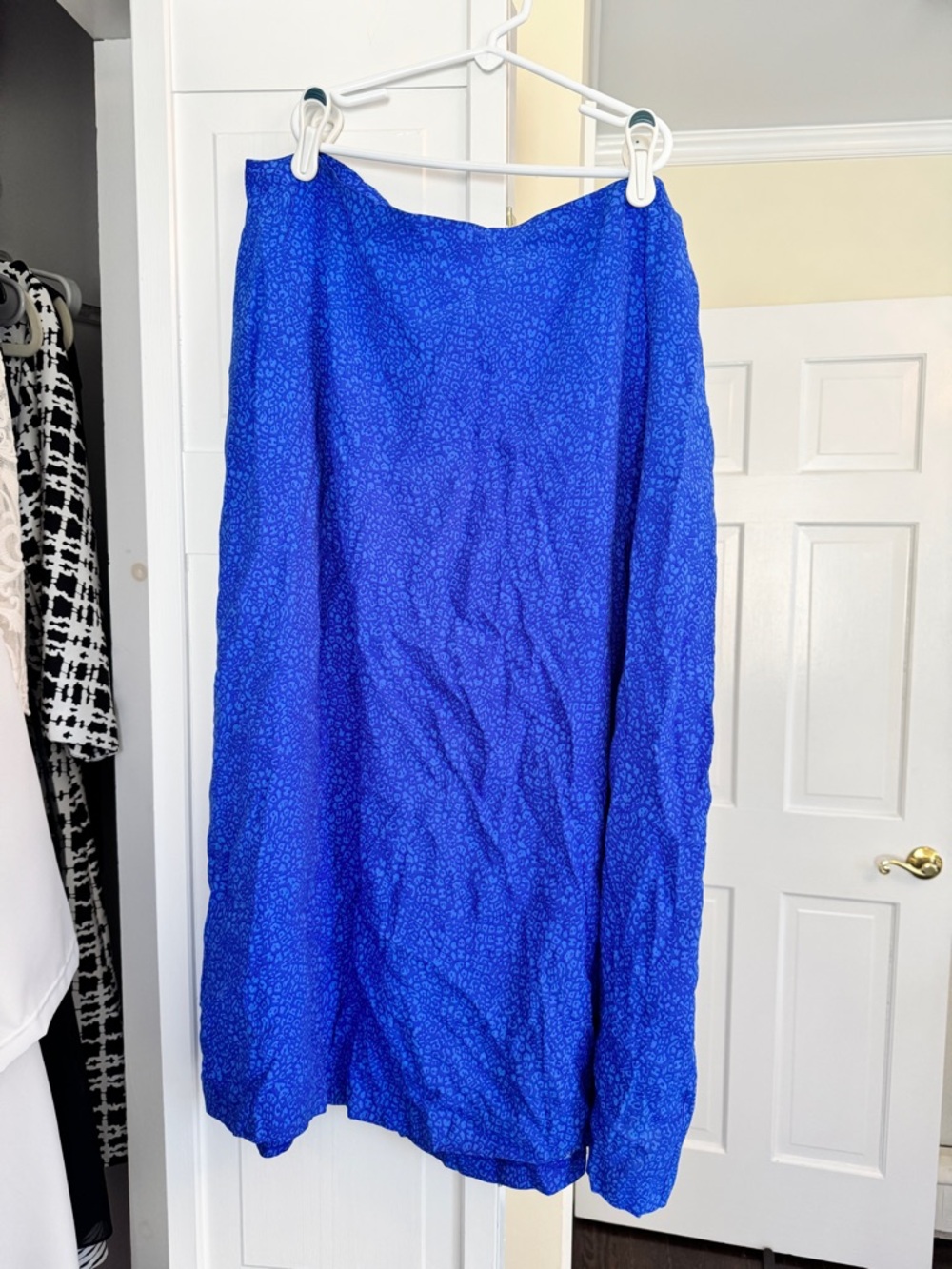 Women's Blue Cheetah Print Mid Maxi Skirt Size XL